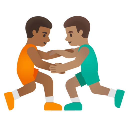 Men Wrestling: Medium-Dark Skin Tone, Medium Skin Tone, the design in this release