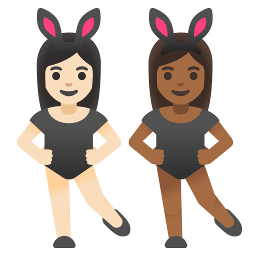 Women with Bunny Ears: Light Skin Tone, Medium-Dark Skin Tone, the design in this release