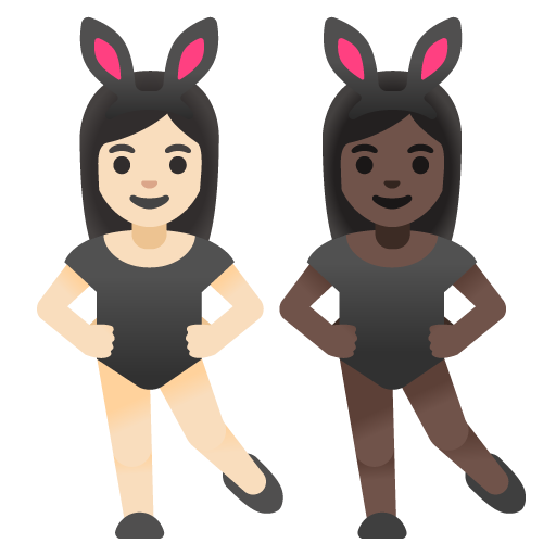 Women with Bunny Ears: Light Skin Tone, Dark Skin Tone, the design in this release