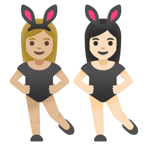 Women with Bunny Ears: Medium-Light Skin Tone, Light Skin Tone, the design in this release