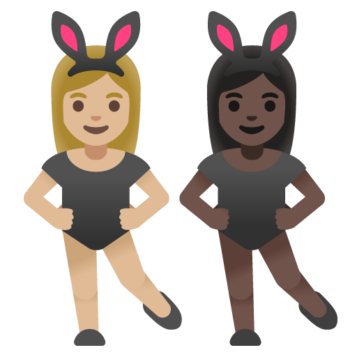 Women with Bunny Ears: Medium-Light Skin Tone, Dark Skin Tone, the design in this release