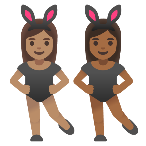 Women with Bunny Ears: Medium Skin Tone, Medium-Dark Skin Tone, the design in this release