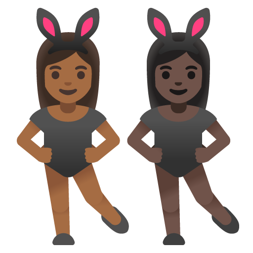 Women with Bunny Ears: Medium-Dark Skin Tone, Dark Skin Tone, the design in this release