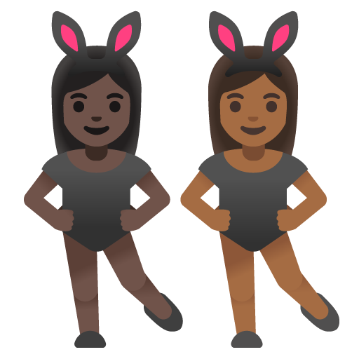 Women with Bunny Ears: Dark Skin Tone, Medium-Dark Skin Tone, the design in this release