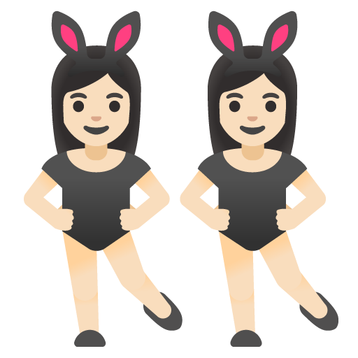 women with bunny ears: light skin tone as rendered by Google