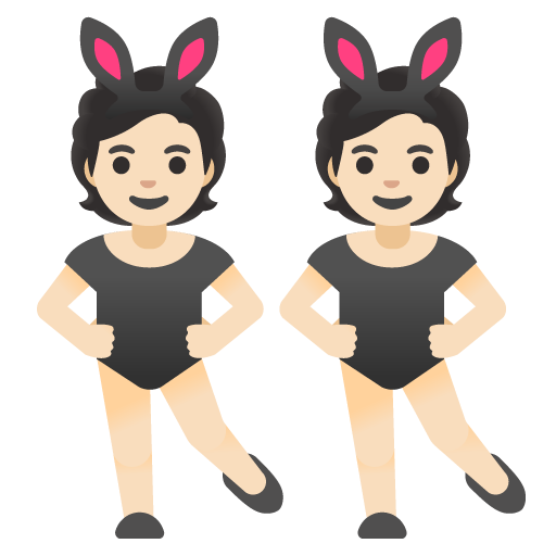 people with bunny ears: light skin tone as rendered by Google