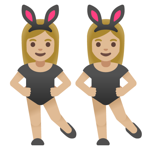 women with bunny ears: medium-light skin tone as rendered by Google