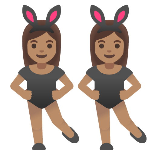 women with bunny ears: medium skin tone as rendered by Google