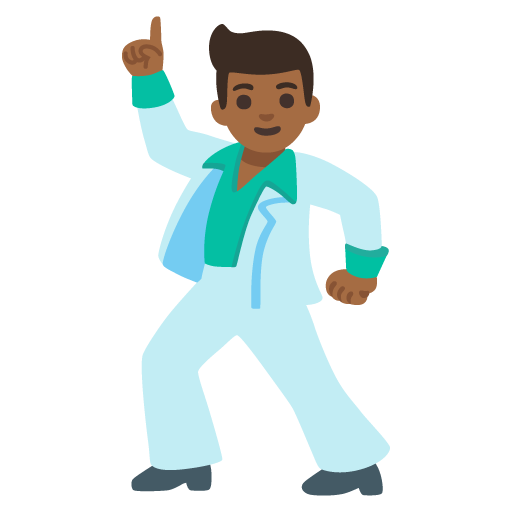 man dancing: medium-dark skin tone as rendered by Google