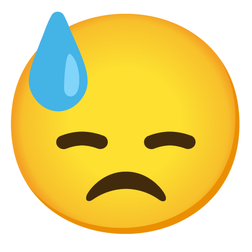 Downcast Face with Sweat as drawn by Google in 17.0