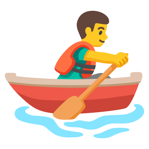 man rowing boat as rendered by Google