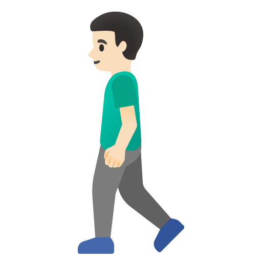 man walking: light skin tone as rendered by Google
