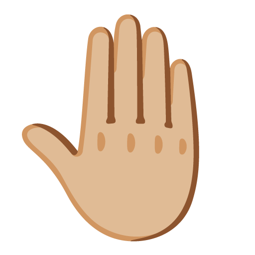 raised back of hand: medium-light skin tone as rendered by Google