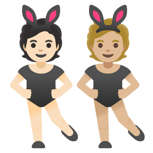 People with Bunny Ears: Light Skin Tone, Medium-Light Skin Tone, the design in this release