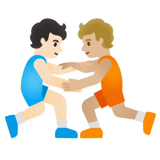 People Wrestling: Light Skin Tone, Medium-Light Skin Tone, the design in this release