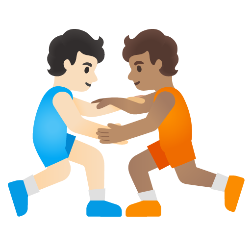People Wrestling: Light Skin Tone, Medium Skin Tone, the design in this release