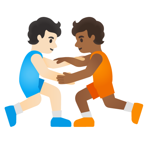 People Wrestling: Light Skin Tone, Medium-Dark Skin Tone, the design in this release