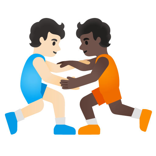 People Wrestling: Light Skin Tone, Dark Skin Tone, the design in this release