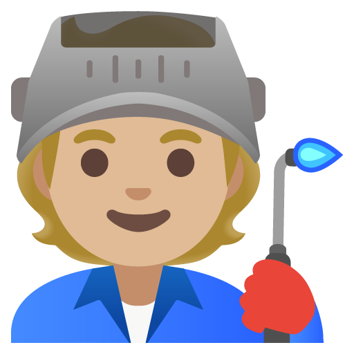 factory worker: medium-light skin tone as rendered by Google