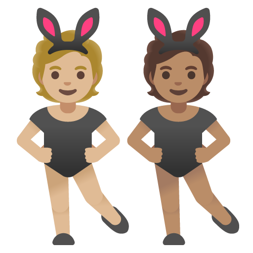 People with Bunny Ears: Medium-Light Skin Tone, Medium Skin Tone, the design in this release