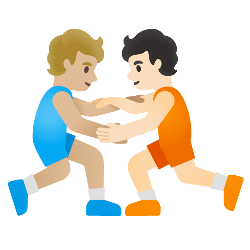 People Wrestling: Medium-Light Skin Tone, Light Skin Tone, the design in this release
