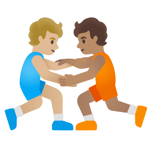 People Wrestling: Medium-Light Skin Tone, Medium Skin Tone, the design in this release
