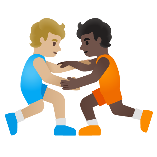 People Wrestling: Medium-Light Skin Tone, Dark Skin Tone, the design in this release