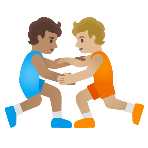 People Wrestling: Medium Skin Tone, Medium-Light Skin Tone, the design in this release
