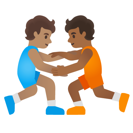 People Wrestling: Medium Skin Tone, Medium-Dark Skin Tone, the design in this release