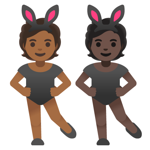 People with Bunny Ears: Medium-Dark Skin Tone, Dark Skin Tone, the design in this release