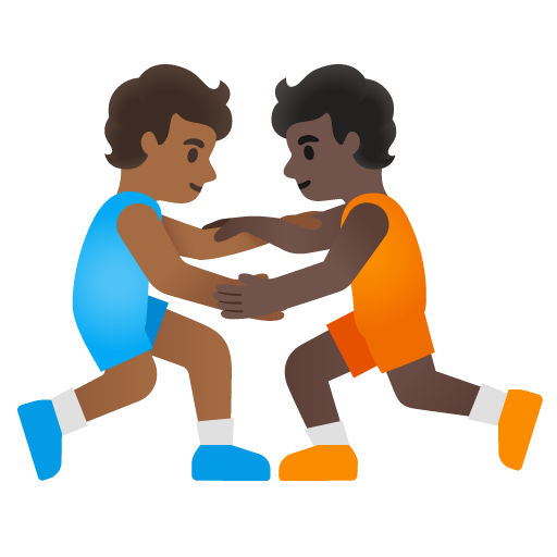 People Wrestling: Medium-Dark Skin Tone, Dark Skin Tone, the design in this release