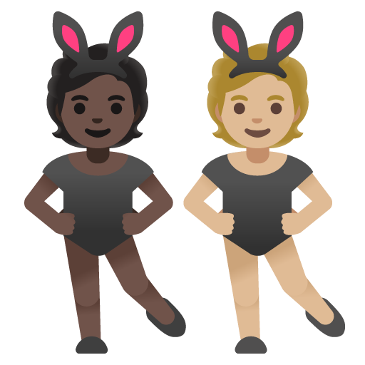 People with Bunny Ears: Dark Skin Tone, Medium-Light Skin Tone, the design in this release