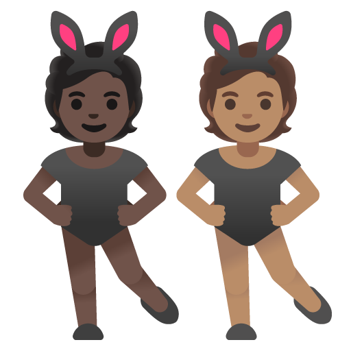 People with Bunny Ears: Dark Skin Tone, Medium Skin Tone, the design in this release
