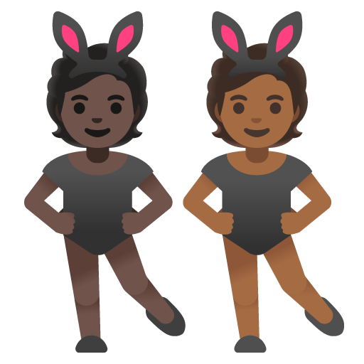 People with Bunny Ears: Dark Skin Tone, Medium-Dark Skin Tone, the design in this release