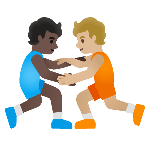 People Wrestling: Dark Skin Tone, Medium-Light Skin Tone, the design in this release