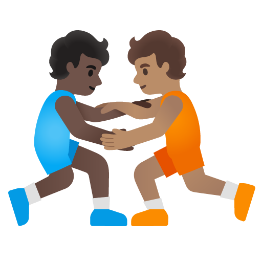 People Wrestling: Dark Skin Tone, Medium Skin Tone, the design in this release