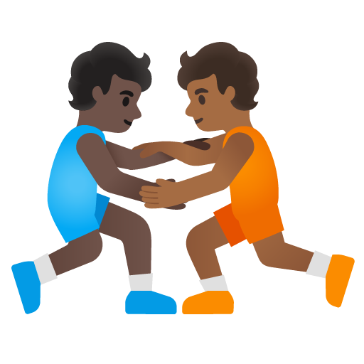 People Wrestling: Dark Skin Tone, Medium-Dark Skin Tone, the design in this release
