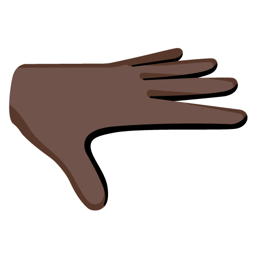 mano con la palma hacia abajo: tono de piel oscuro as rendered by Google