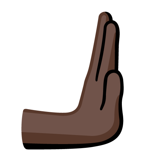 rightwards pushing hand: dark skin tone as rendered by Google