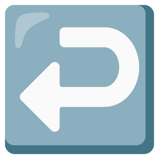 right arrow curving left as rendered by Google