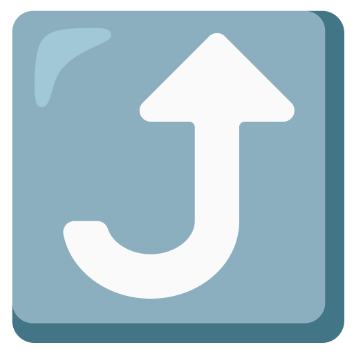 right arrow curving up as rendered by Google