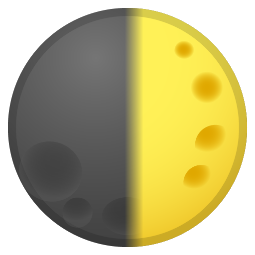First Quarter Moon as drawn by Google in Android 10.0 March 2020 Feature Drop