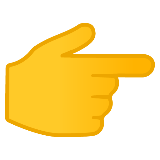 Backhand Index Pointing Right as drawn by Google in Android 10.0 March 2020 Feature Drop
