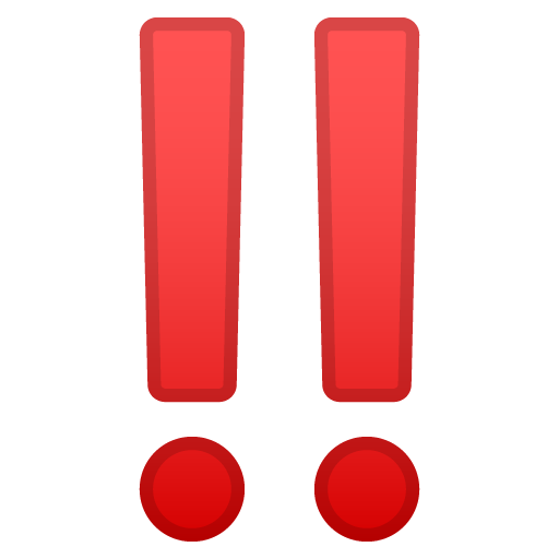 Double Exclamation Mark as drawn by Google in Android 10.0 March 2020 Feature Drop