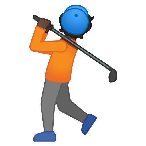 Person Golfing: Dark Skin Tone, the design in this release