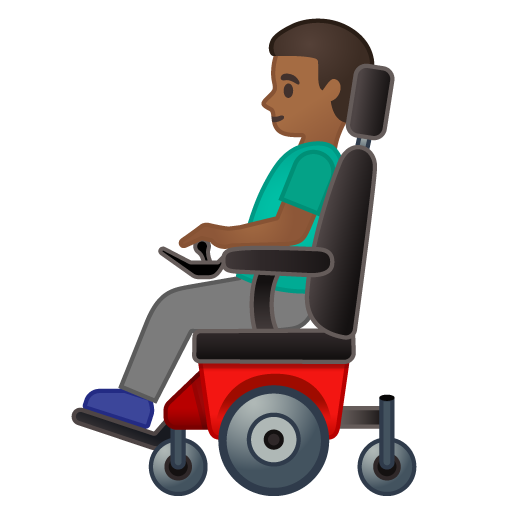 Man in Motorized Wheelchair: Medium-Dark Skin Tone, the design in this release