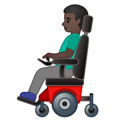 Man in Motorized Wheelchair: Dark Skin Tone, the design in this release