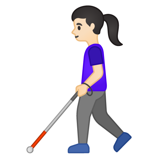 Woman with White Cane: Light Skin Tone, the design in this release