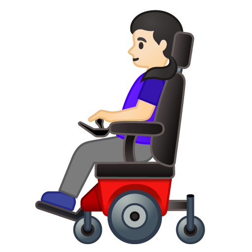Woman in Motorized Wheelchair: Light Skin Tone, the design in this release