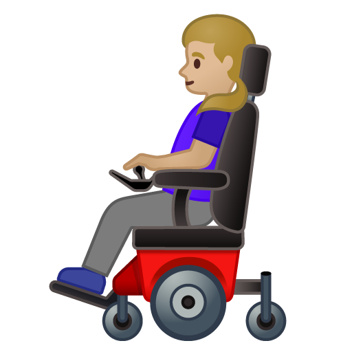 Woman in Motorized Wheelchair: Medium-Light Skin Tone, the design in this release